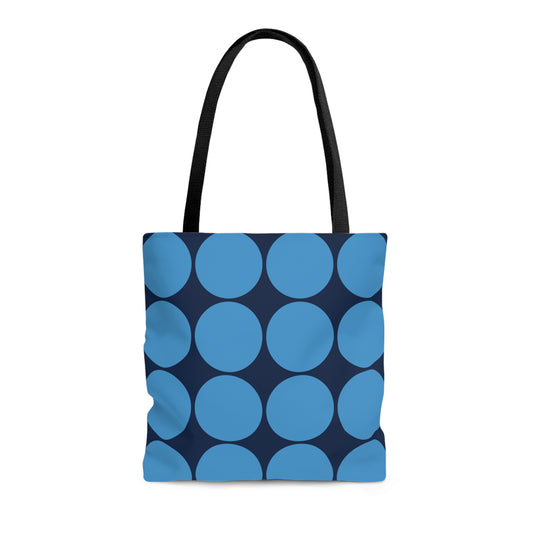 Navy & Light Blue Circle Print Tote Bag