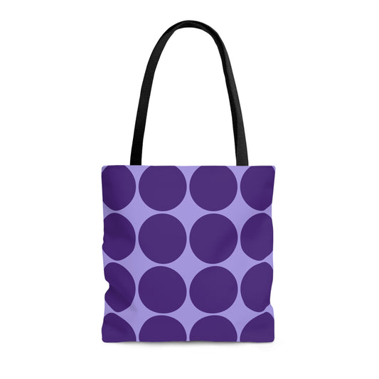 Purple Circle Print Canvas Tote Bag