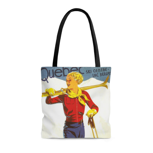 Vintage Quebec Ski Lodge Canvas Tote Bag