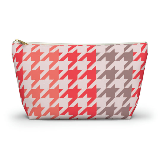 Coral & Gray Accessory Pouch with T-bottom - BowsAndArtsDesigns