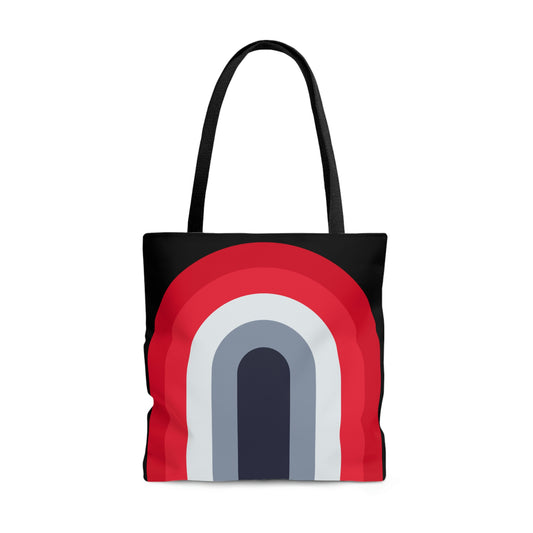 Red & Black Rainbow Canvas Tote Bag - BowsAndArtsDesigns