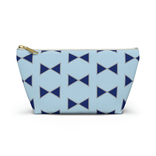 Sky Blue Bows Pouch with T-bottom - BowsAndArtsDesigns